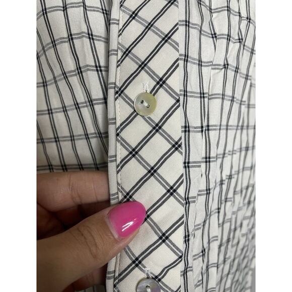 J.Jill Button Down Back Windowpane Shirt Size Small Collared Lagenlook Rayon - Picture 12 of 13
